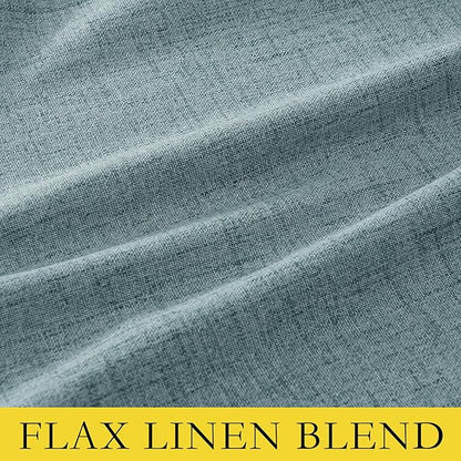 NICETOWN 100% Absolutely Blackout Linen Curtains with Thermal Insulated Liner, Skylark Blue, 62" Wide, 95" Length Energy Saving Curtains for Living Room 2 Panels Set, Vertical Blinds