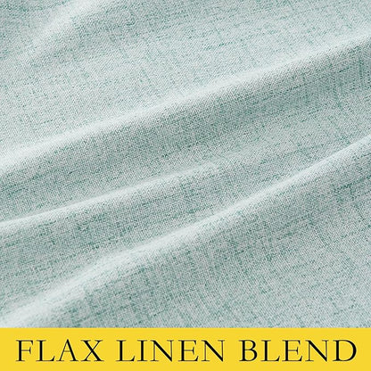 NICETOWN 100% Absolutely Blackout Linen Curtains with Thermal Insulated Liner, Seafoam Green, 42" Wide, 72" Length Energy Saving Curtains for Classroom 2 Panels Set, Vertical Blinds
