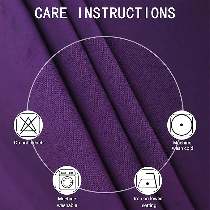 LEMOMO Purple Thermal Blackout Curtains/52 x 54 Inch/Set of 2 Panels Room Darkening Curtains for Bedroom