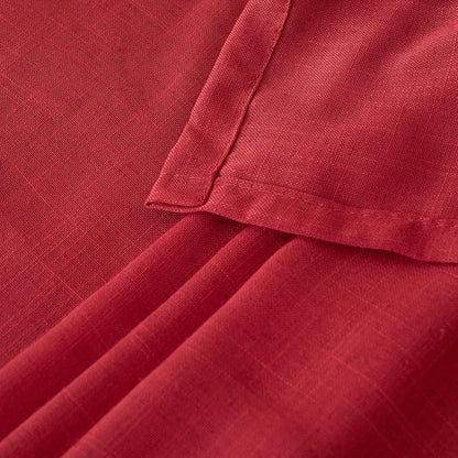 BGment Red Linen Curtains 45 Inch Length for Short Kitchen Window, Rod Pocket Semi Sheer Drapes for Office Cafe Bathroom Rustic Textured Lightweight, 2 Panels Set, Each 42 Inch Wide