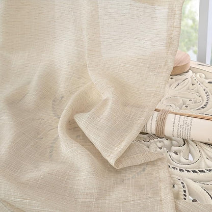 BGment Natural Linen Curtains 48 Inch Length for Windows, Short Semi Sheer Drapes Light Filtering for Cafe Bathroom Decor Rustic Lightweight Rod Pocket, 2 Panels Set, 42 Inch Wide Each Panel