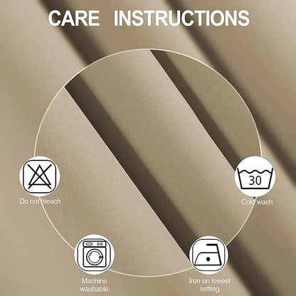 LEMOMO Beige Thermal Blackout Curtains/42 x 63 Inch/Set of 2 Panels Room Darkening Curtains for Bedroom