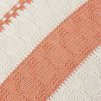 Fancy Homi Set of 1 Boho Coral Decorative Throw Pillow Cover 18x18 Inch for Couch Bed Sofa, Aesthetic Modern Organic Farmhouse Home Decor, Soft Cotton Cute Accent Macrame Woven Cushion Case