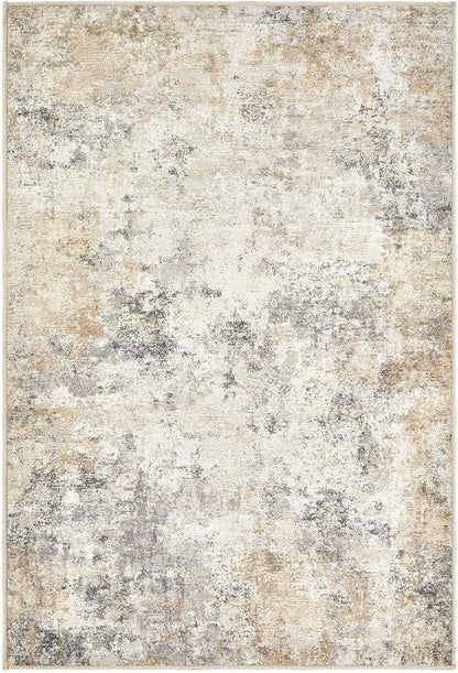 UERMEI 2x3 Entryway Area Rug: Washable Neutral Modern Abstract Small Rug - Non-Slip Low Pile Throw Indoor Carpet for Entrance Kitchen Front Door Mat Bathroom Entry Kids Room - Golden Grey