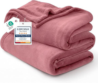 Bedsure GentleSoft Fleece Bed Blankets Queen Size Dusty Rose - Soft Lightweight Plush Fuzzy Cozy Luxury Blanket Microfiber, 90x90 inches