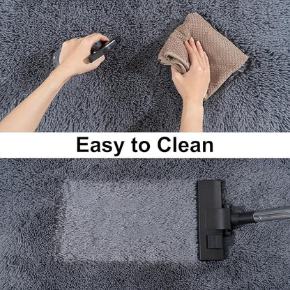 Ultra Soft Runner Rugs for Bedroom Hallways with Upgraded Non-Slip Rubber Backing & Thick Memory Sponge, 2x5 Feet Fluffy Shag Throw Area Rug for Bedside Dorm Dark Grey