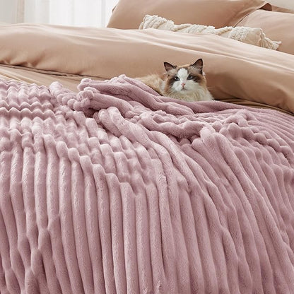 Bedsure GentleSoft Pink Fleece Blanket for Couch - Cozy Soft Blankets for Women, Cute Small Throws for Girls, 90x90 Inches
