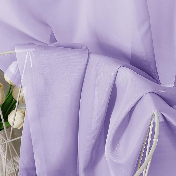 OVZME Lavender Sheer Curtains 96 Inches Long 2 Panels - Soft Light Filtering Window Sheer Panels for Living Room/Bedroom, Top Dual Rod Pocket, 1 Pair, Each 42Wx96L Inches