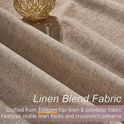 Topfinel Extra Long Total Blackout Linen Curtains 108 Inches Long for Living Room Large Window with Hooks Rings, Pinch Pleated Cold Blocking Acoustic Heavy Taupe Track Curtains 2 Panels 9 FT