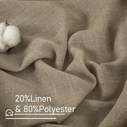 LAMIT 54 Inch Semi Sheer Window Linen Curtains, Light Filtering Panels Back Tab and Rod Pocket Country Decor Drapes for Bedroom/Farmhouse, Taupe, 2 Panels, 34 x 54 Inch