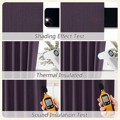 Guken 100% Blackout Curtains 84 Inch Length 2 Panels Set for Living Room Bedroom Back Tab Thermal Insulated Black Out Linen Drapes Room Darkening Window Curtains 84 Inches Long,Plum