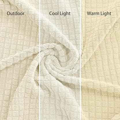2025 New Stretch Loveseat Sofa Slipcovers Couch Cover for 2 Cushion Furniture Protector Sofa Covers with Elastic Bottom Small Checks for Pets, Kids - Beige