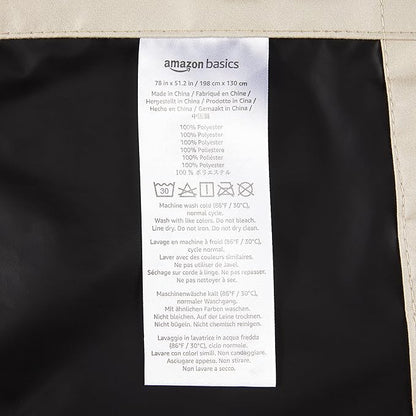 Amazon Basics Portable Blackout Curtain Shade with Suction Cups, Noise Reducing, Energy Saving, 100% Polyester, 50"W x 78"L, Beige, 1-Pack