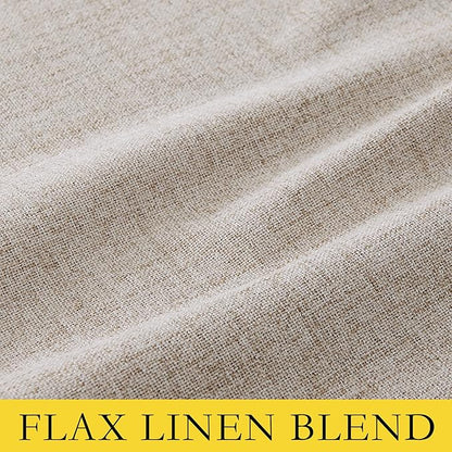 NICETOWN Oatmeal Full Blackout Boho-Chic Linen Curtains 84 inch Long 2 Panels Set for Cafe Window, 42 inch Wide, Thick Linen Blend Drapes, Insulated Window Covers Draperies with White Backing