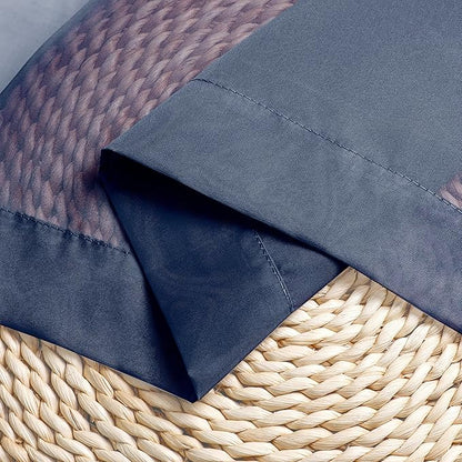 Chyhomenyc Sheer Window Curtains Tier 2 Pieces Set, 36 inch Length, Short Dining Curtains Window Treatment for Small Windows/Bathroom/Cafe/Living Room, Rod Pocket, Navy Blue